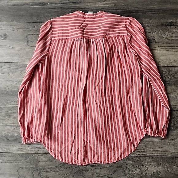 J CREW Red Striped Long Sleeve Bow Blouse Top Small S - Picture 4 of 4